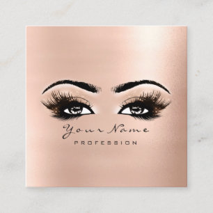 Carte De Visite Carré Maquillage Artiste Eyebrow Eye Lashes Rose Carré r