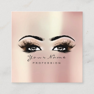 Carte De Visite Carré Maquillage Artiste Eyebrow Eye Lashes Rose Carré r