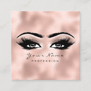 Carte De Visite Carré Maquillage Artiste Eyebrow Eye Lashes Rose Gold Ca