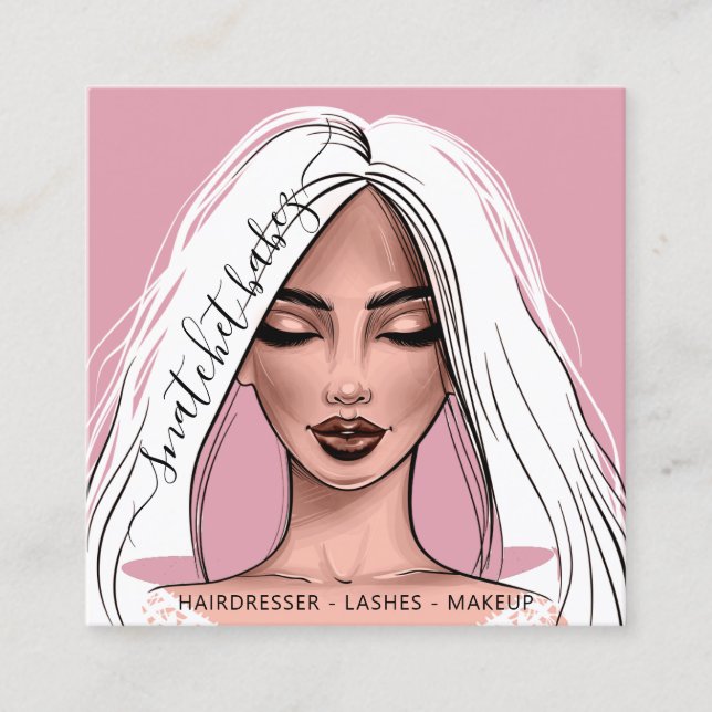 Carte De Visite Carré Maquillage Artiste Eyelash cheveux Broches lèvres  (Devant)