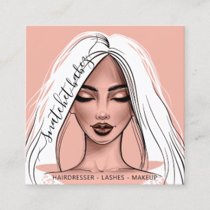 Carte De Visite Carré Maquillage Artiste Eyelash cheveux Brows Lips Blus