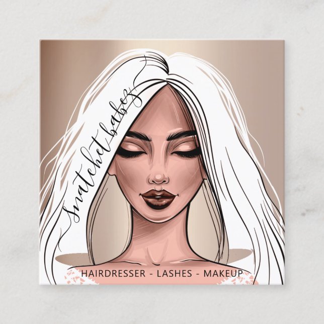 Carte De Visite Carré Maquillage Artiste Eyelashes Cheveux Brosses Rose  (Devant)