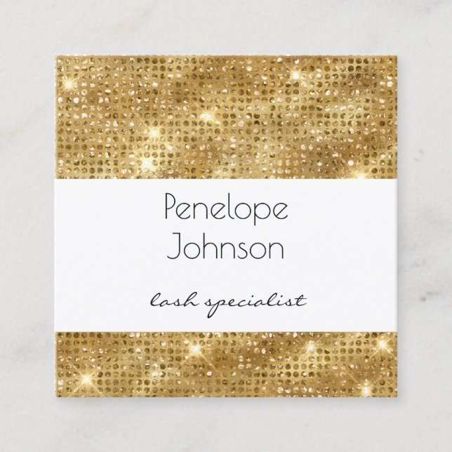 Carte De Visite Carré Maquillage Artiste Gold Sparkle Glam (Devant)