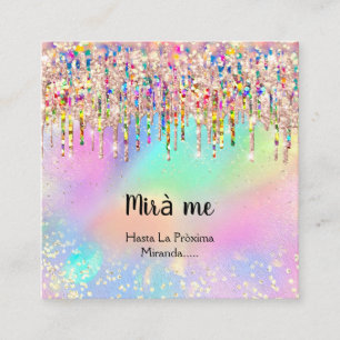 Carte De Visite Carré Maquillage Artiste Lash Studio Holographe Photo Dr