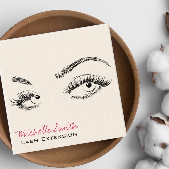 Carte De Visite Carré Maquillage Artiste Lashes Brows Black White Qr Cod (Créateur téléchargé)