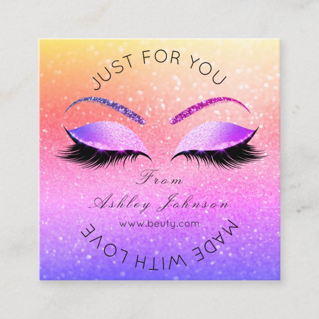 Carte De Visite Carré Maquillage Artiste Lashes Buagie Dall Classy (Devant)