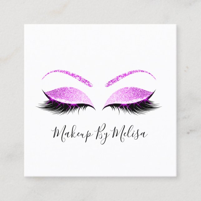 Carte De Visite Carré Maquillage Artiste Lashes Extension Blush Rose Fuc (Devant)