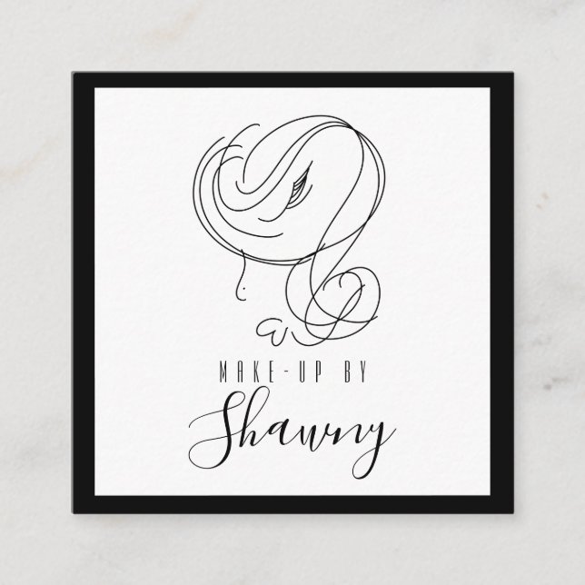 Carte De Visite Carré Maquillage Artiste Ligne Feminine Art Femme Main D (Devant)