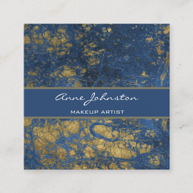 Carte De Visite Carré Maquillage Artiste Marbre Bleu (Devant)