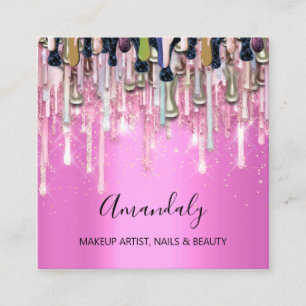 Carte De Visite Carré Maquillage Artiste Nails Logo Parties scintillant 