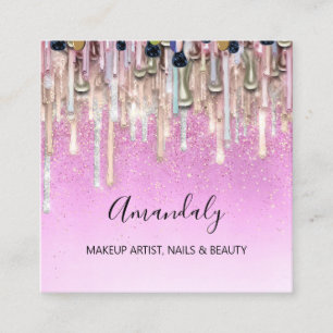Carte De Visite Carré Maquillage Artiste Nails Parties scintillant Logo