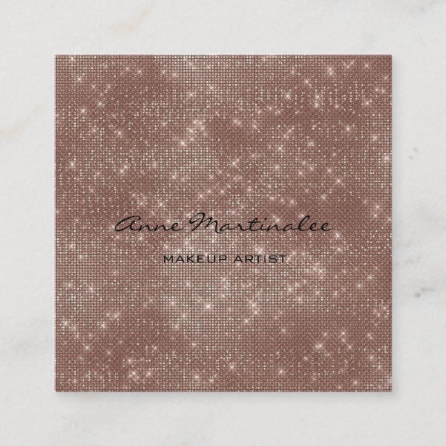 Carte De Visite Carré Maquillage Artiste Rose Gold Sparkle Parties scint (Devant)