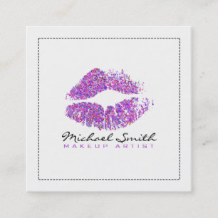 Carte De Visite Carré Maquillage Artiste Stylish Parties scintillant col