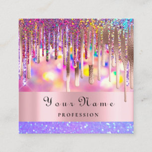 Carte De Visite Carré Maquillage artiste Unicorn Holographe Parties scin