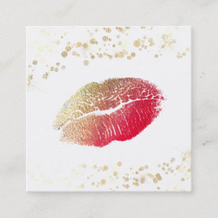 Carte De Visite Carré *~* Maquillage blanc Lèvres rouges Gold Confetti