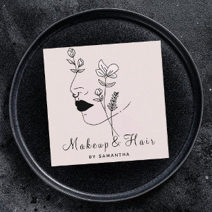 Carte De Visite Carré Maquillage et ongles de cheveux dessin Visage Femi