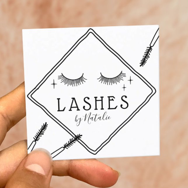 Carte De Visite Carré Maquillage Eyelash Artiste Cute Lash Logo Salon de (Créateur téléchargé)