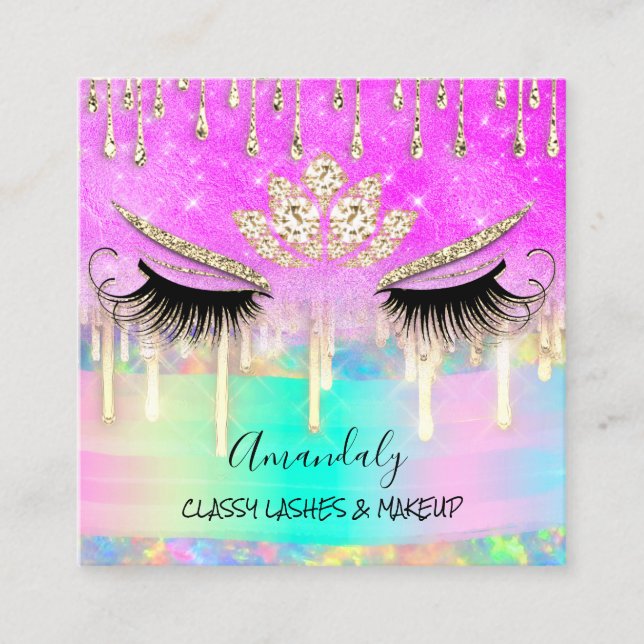 Carte De Visite Carré Maquillage Eyelash Microblade Drivers Logo Lotus M (Devant)