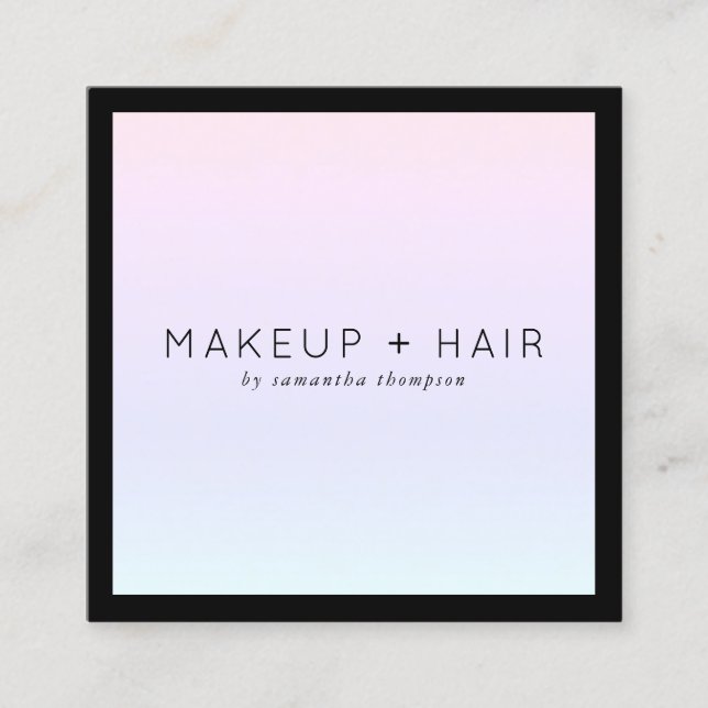 Carte De Visite Carré Maquillage holographique moderne dégradé rose (Devant)