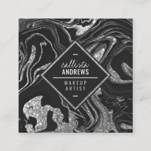 Carte De Visite Carré Maquillage moderne en marbre de Parties scintillan
