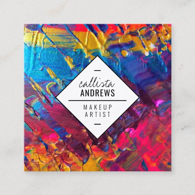 Carte De Visite Carré Maquillage Peinture Métallurgique Pink Pink Neon (Devant)