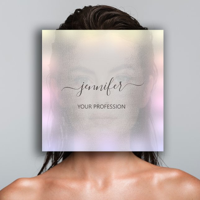 Carte De Visite Carré Maquillage professionnel Blue Smoky Grey Ombre (Blue Smoky Gray Ombre Professional Makeup Square Business Card)