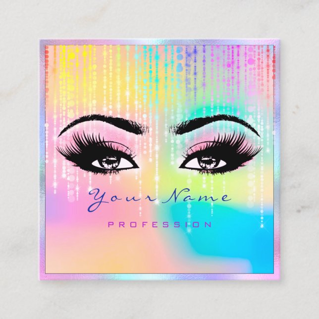Carte De Visite Carré Maquillage Rainbow Professional Eyeash Holographe  (Devant)