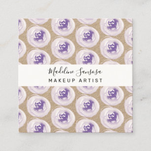 Carte De Visite Carré Maquilleuse Fleurs de Pavot Aquarelle Violette Mai