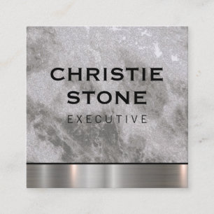Carte De Visite Carré Marbre avec finition métallique