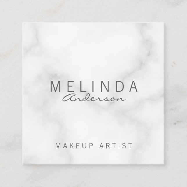 Carte De Visite Carré Marbre blanc élégant professionnel (Devant)