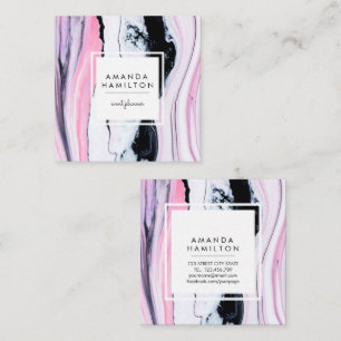 Carte De Visite Carré MARBRE BLANC noir élégant et moderne