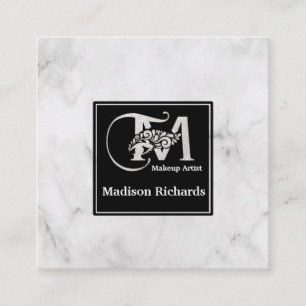 Carte De Visite Carré Marbre blanc professionnel