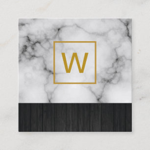 Carte De Visite Carré Marbre Carré Monogramme Or
