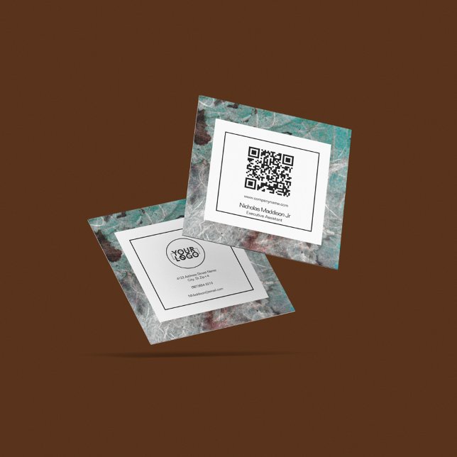 Carte De Visite Carré Marbre élégant Abstrait Grunge Mint moderne (Créateur téléchargé)