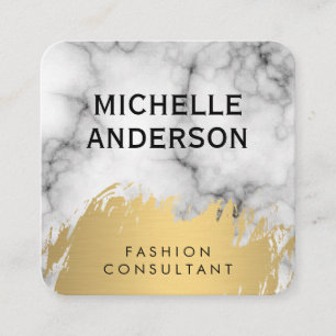Carte De Visite Carré Marbre Faux Gold brossé