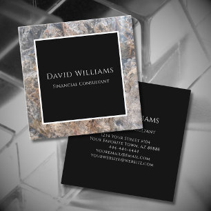 Carte De Visite Carré Marbre professionnel moderne Noir simple
