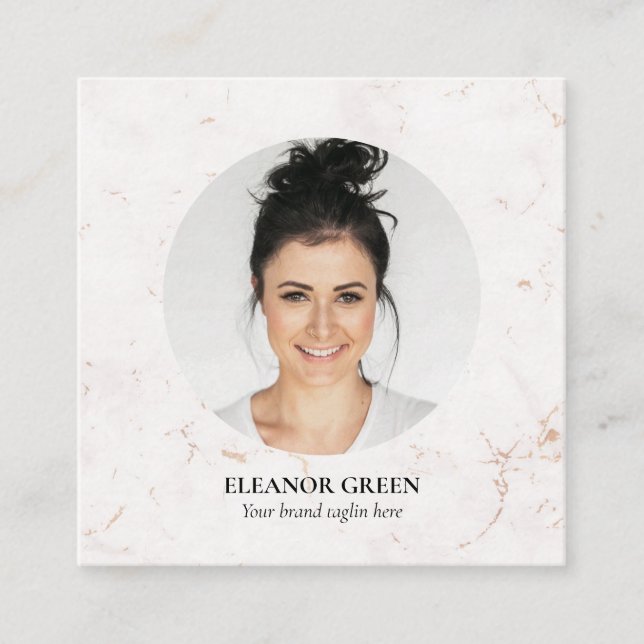 Carte De Visite Carré Marbre Simple Photo moderne Médias sociaux (Devant)