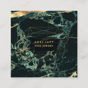 Carte De Visite Carré Marbre Turquoise Green+Faux Gold Gemstone Facture