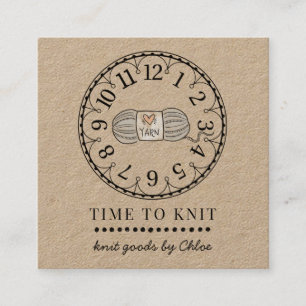 Carte De Visite Carré Marchandises Knit artisanal Tricot d'affaires Kraf