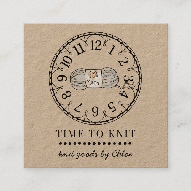 Carte De Visite Carré Marchandises Knit artisanal Tricot d'affaires Kraf (Devant)