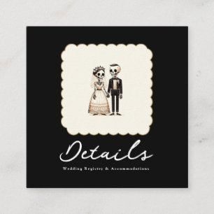 Carte De Visite Carré Mariage de squelettes dessin animé : détails de la