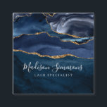 Carte De Visite Carré Marine Blue Gold Agate Géode Monogramme Élégant Sc<br><div class="desc">Marine Blue Gold Agate Géode Monogramme Élégant Carré de script Carte de visite</div>