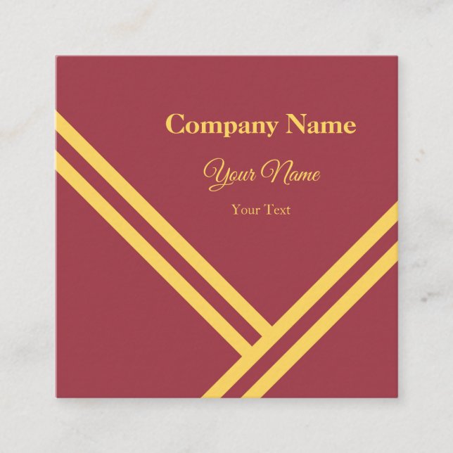 Carte De Visite Carré Maroon Gold Diagonal Stripes Design graphique mode (Devant)