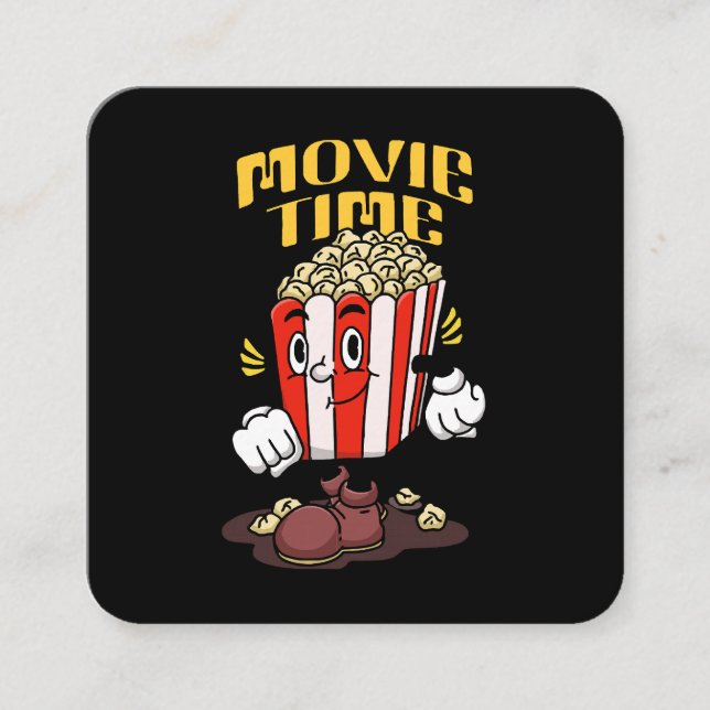 Carte De Visite Carré Mascotte de Popcorn (Devant)