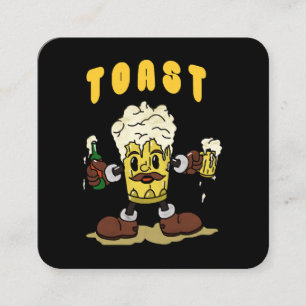Carte De Visite Carré Mascotte de toast de bière