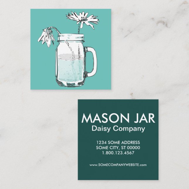 Carte De Visite Carré mason jar daisies (Devant / Derrière)