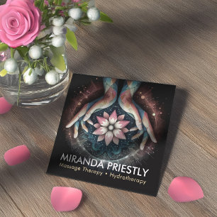 Carte De Visite Carré Massage Thérapie Guérison Mains Énergie Spa Bien-ê