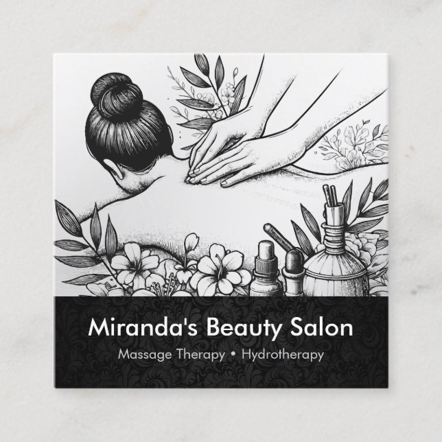 Carte De Visite Carré Massage Thérapie Guérison Mains Énergie Spa Bien-ê (Devant)