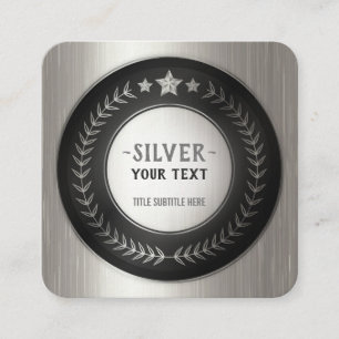 Carte De Visite Carré MÉDAILLE DIY IMPRESSION PERSONNALISÉE Argent AJOUT