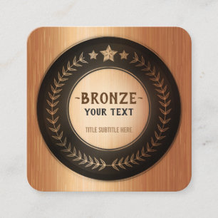 Carte De Visite Carré MÉDAILLE DIY IMPRESSION PERSONNALISÉE Bronze Champ